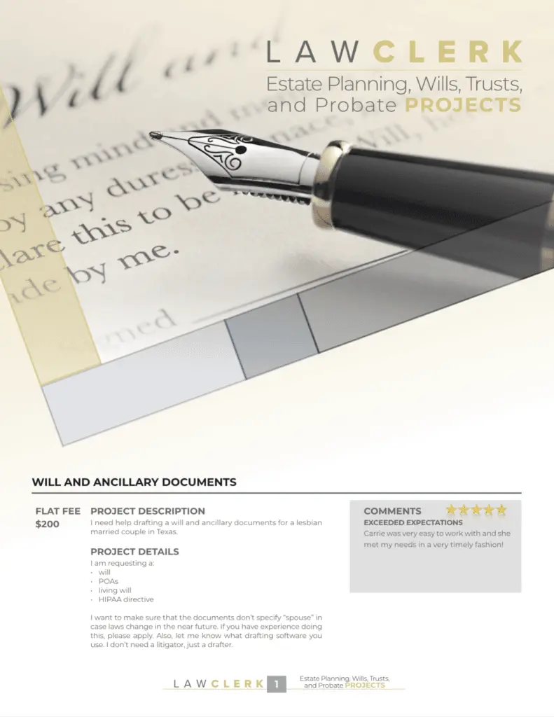 Preview of the Estate Planning, Wills, Trusts & Probate Sample Projects sample projects