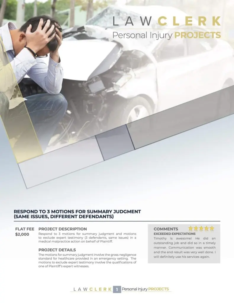 Preview of the Personal Injury Sample Projects sample projects