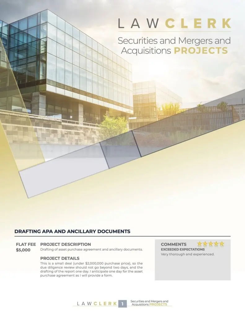 Preview of the Securities, Mergers & Acquisitions Sample Projects sample projects