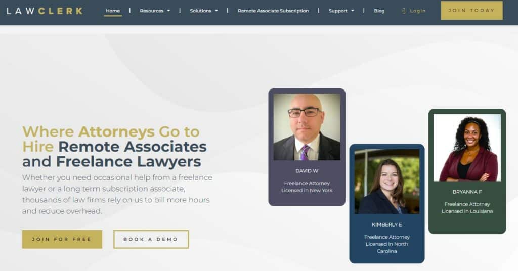 Lawclerk home page screenshot