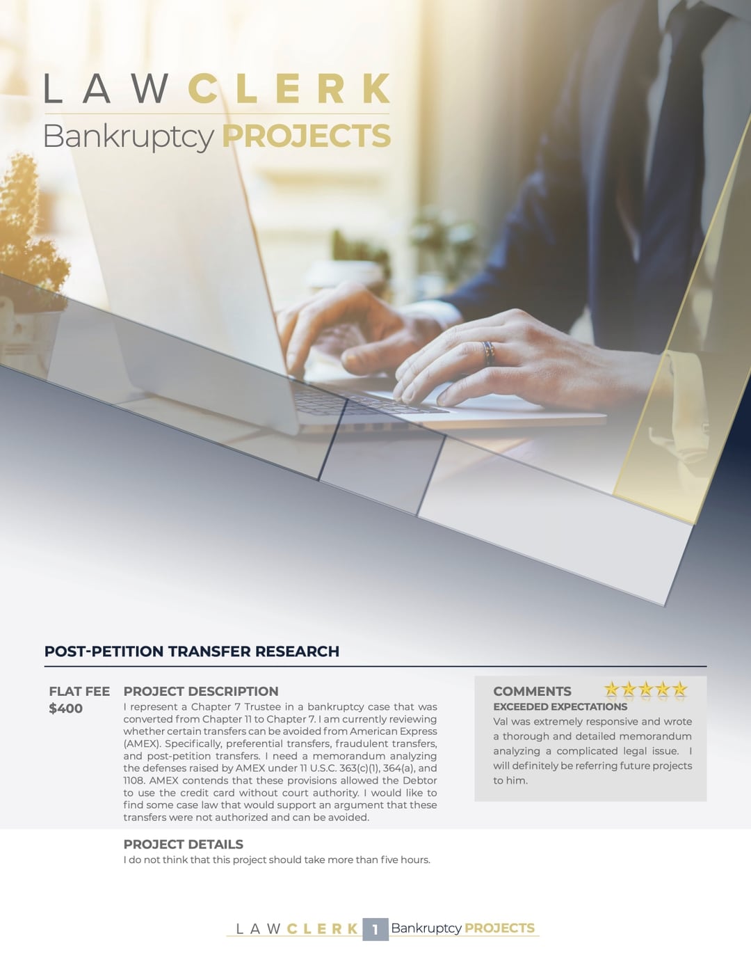 Download your free BANKRUPTCY Projects Sample