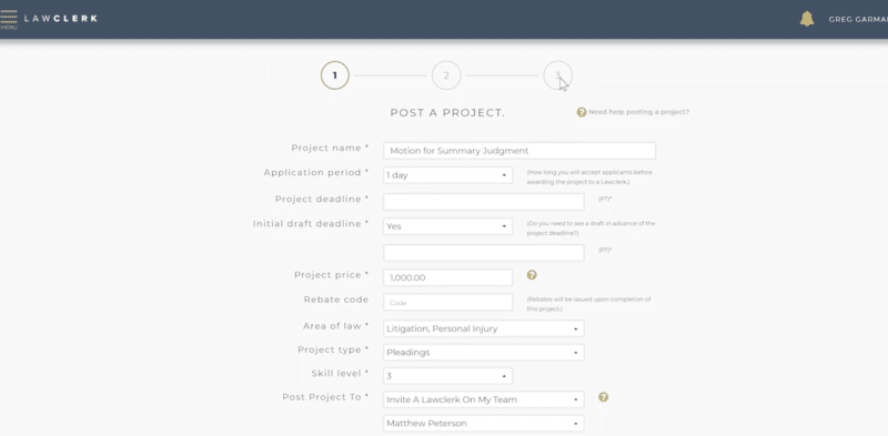 legal research project examples