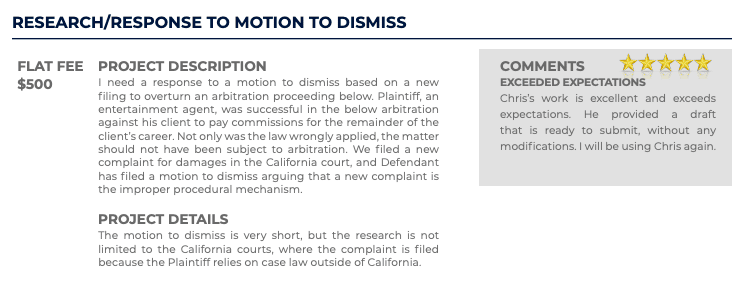 legal research project examples