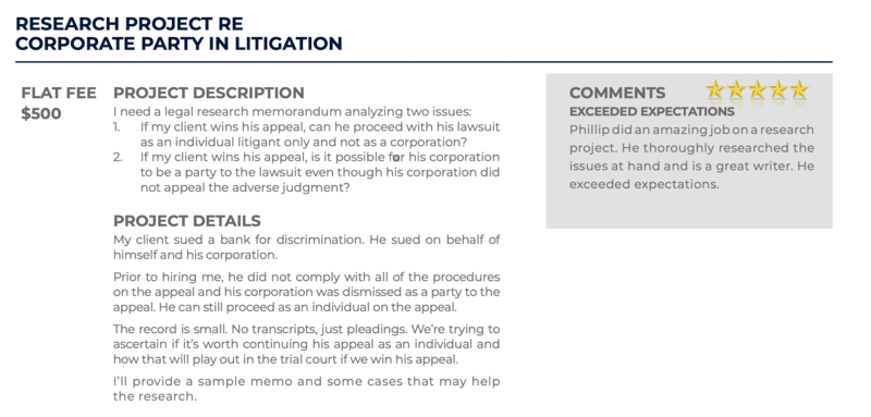 legal research project examples