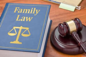 Family law book with a gavel