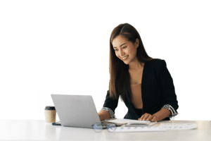Freelance lawyer working on her laptop
